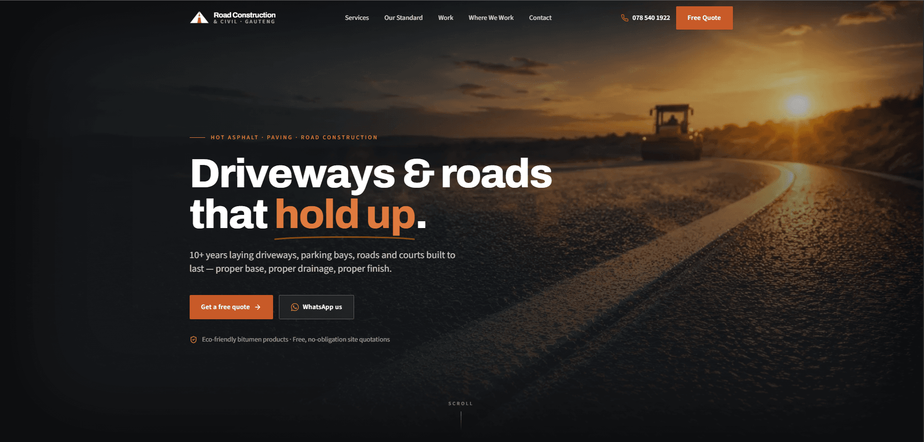 Road Construction & Civil website built by Nexsite Studios