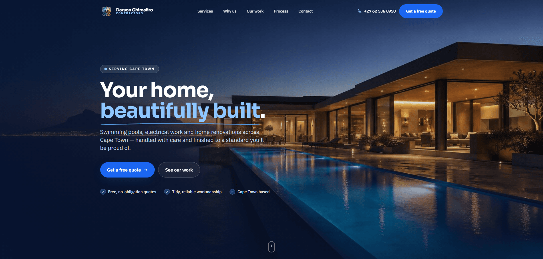 Darson Contractors website built by Nexsite Studios
