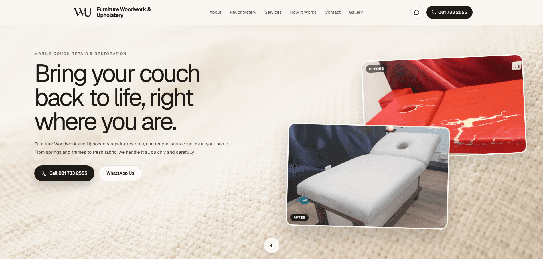 Furniture Woodwork & Upholstery website built by Nexsite Studios