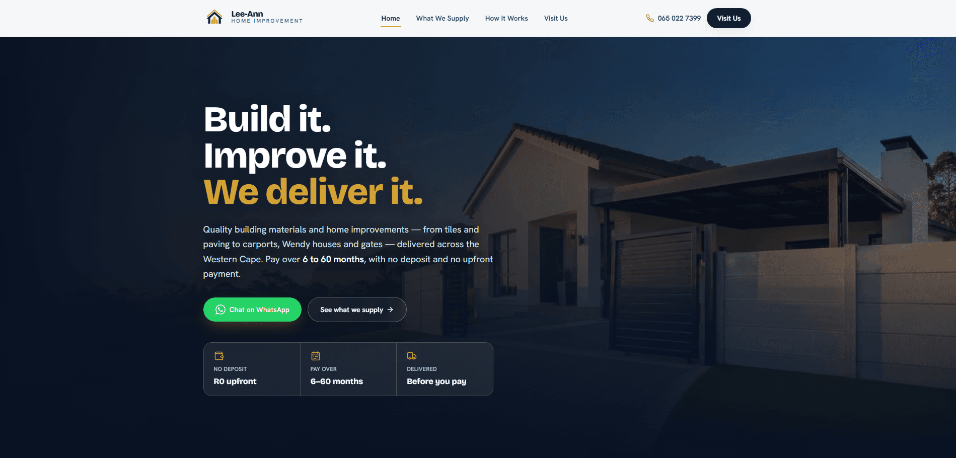 Lee-Ann Home Improvement website built by Nexsite Studios