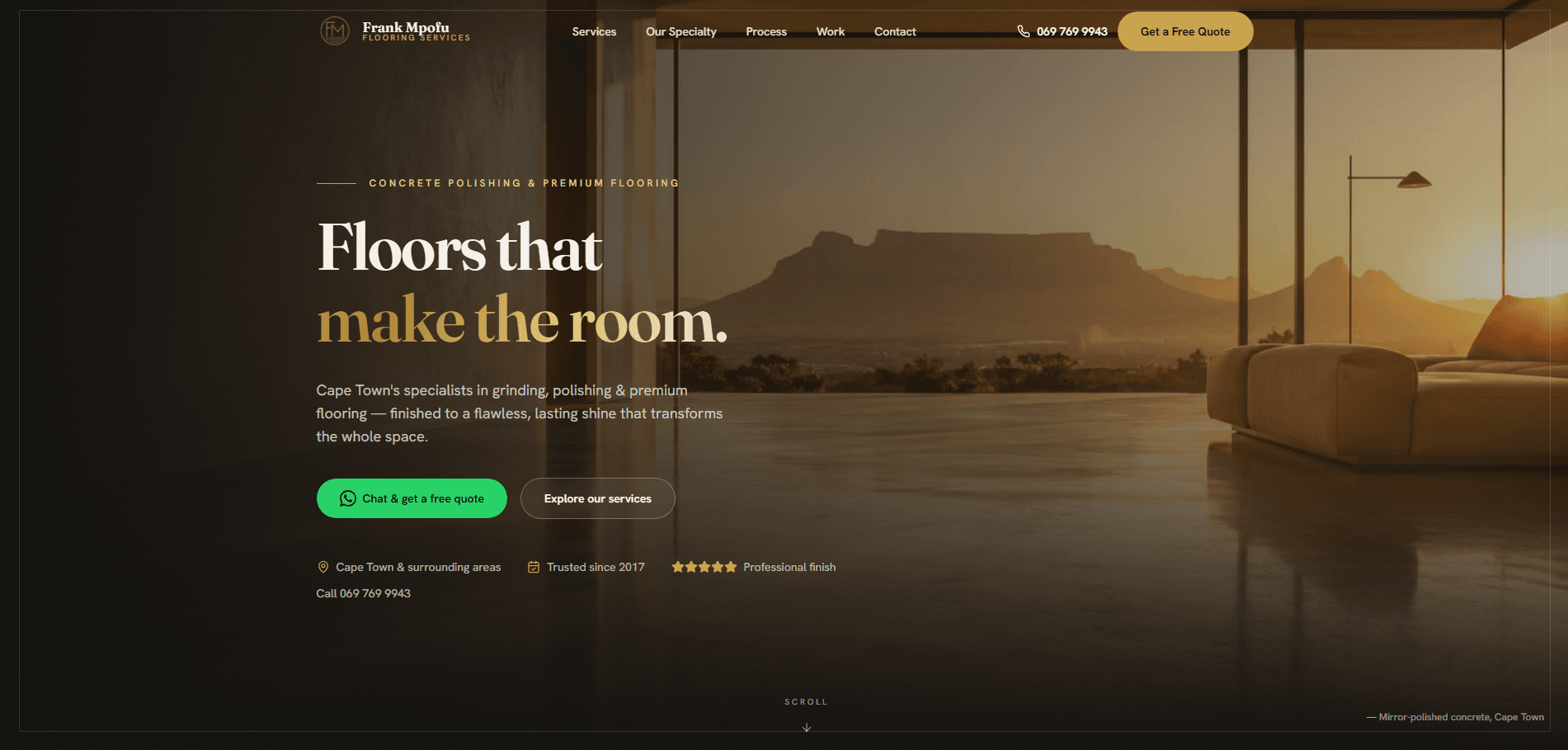 Mpofu Flooring Services website built by Nexsite Studios