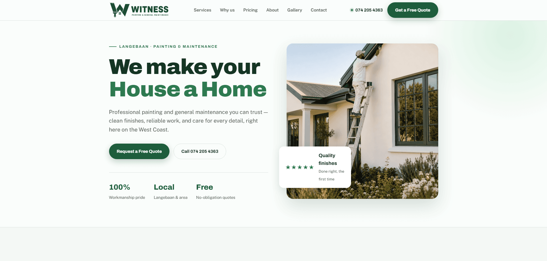 Witness Painting & Repairs website built by Nexsite Studios